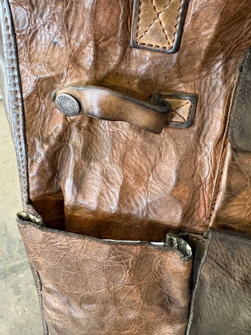 Campomaggi Tokyo Embossed Leather Shopping Tote in Verde Militare